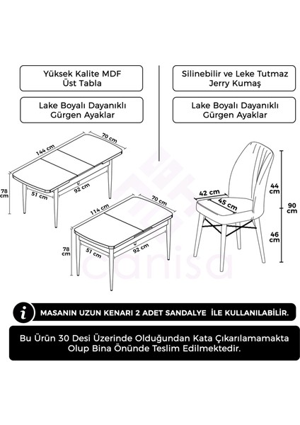 Concept Nef Serisi 70X114 Açılabilir Mdf Barok Ahşap Desen Mutfak Masa Takımı 4 Sandalye