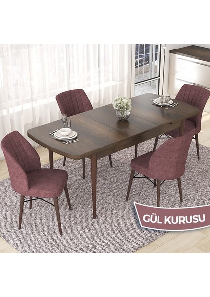 Concept Nef Serisi 70X114 Açılabilir Mdf Barok Ahşap Desen Mutfak Masa Takımı 4 Sandalye fiyatları