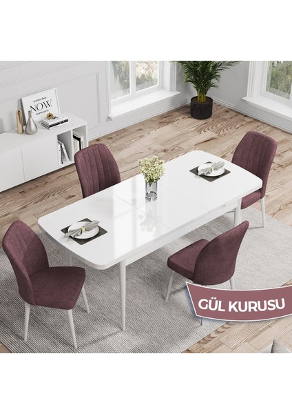 Concept Nef Serisi 70X114 Açılabilir Mdf Mutfak Masa Takımı Beyaz Masa ve 4 Sandalye fiyatları