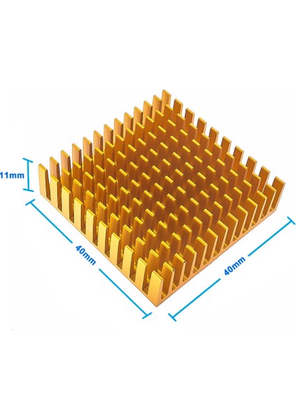 Aluminyum Soğutucu 4x4cm Altın Renk 40x40mm 143 Kanat Pasif Radyatör Peltier