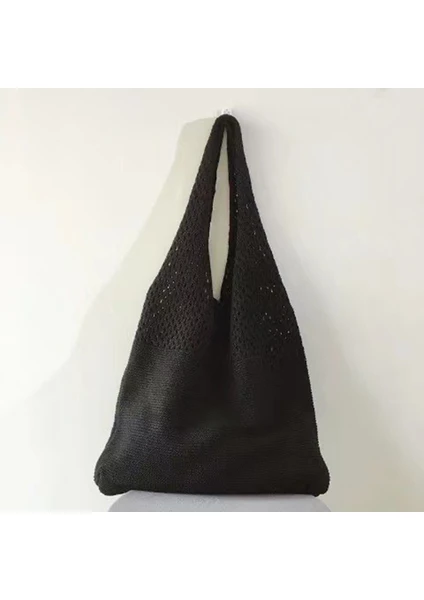 Shanxiu Store Dokuma Hasır Rattan Içi Boş El Çantası Büyük Kapasiteli Yumuşak Polyester Kumaş Tote Çanta (Yurt Dışından)