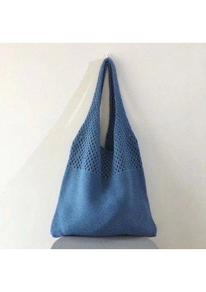 Dokuma Hasır Rattan Içi Boş El Çantası Büyük Kapasiteli Yumuşak Polyester Kumaş Tote Çanta (Yurt Dışından)