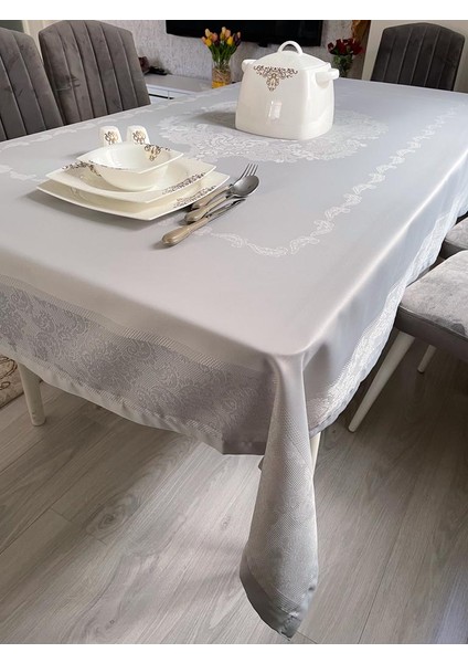Teflon Kumaş Masa Örtüsü - Sıvı Geçirmez - Yıkanabilir - Dantel Görünümlü