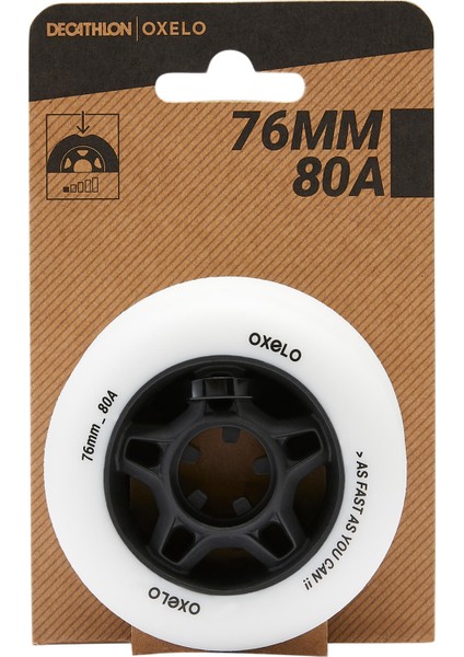 OXELO Fitness Paten Tekerleği 4 Adet - 76mm 80A - Beyaz