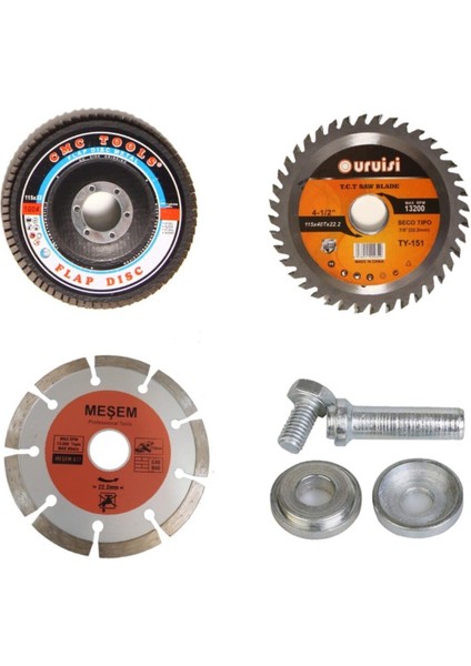 Mermer Granit Asfalt Sunta Tahta Fayans Ahşap Taş Beton Kesme 4'lü Disk Seti