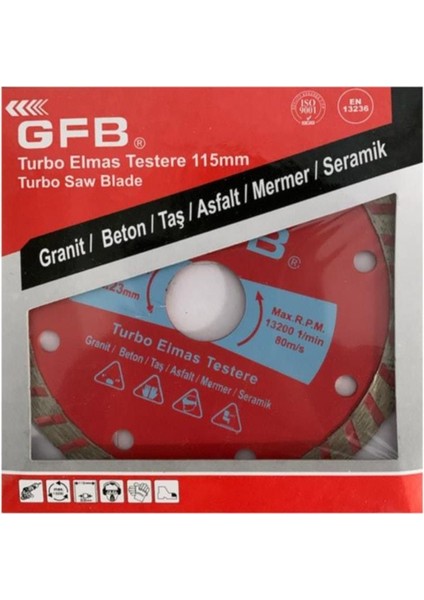 Turbo K Lı Beton Taş Mermer Granit Fayans Kesici Disk