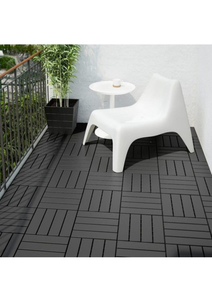 Runnen Suya Da Lı Koyu Gri Yer Döşemesi Geçmeli Deck Kilitli 30X30 cm 9 Adet Toplam 0.81 M2