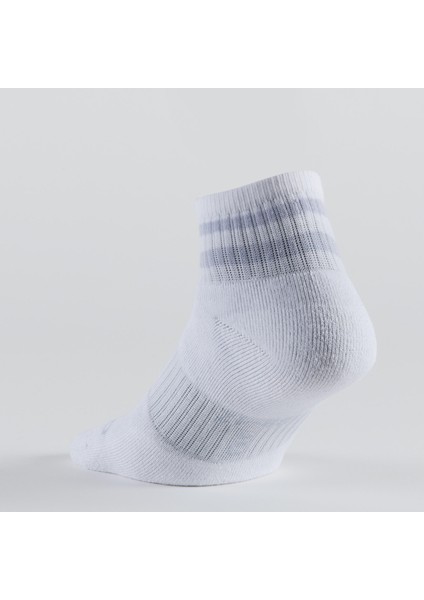 Artengo Tenis Çorabı - Orta Boy Konç - Unisex - 3 Çift - Beyaz / Mor Şeritli - Rs500 indirimleri