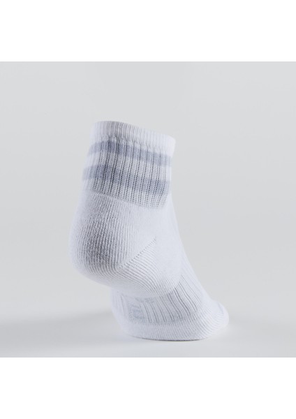 Artengo Tenis Çorabı - Orta Boy Konç - Unisex - 3 Çift - Beyaz / Mor Şeritli - Rs500