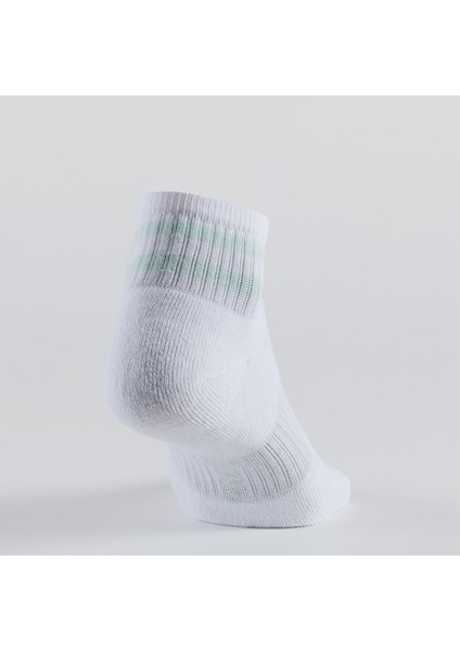Artengo Tenis Çorabı - Orta Boy Konç - Unisex - 3 Çift - Beyaz / Mor Şeritli - Rs500 fırsatları