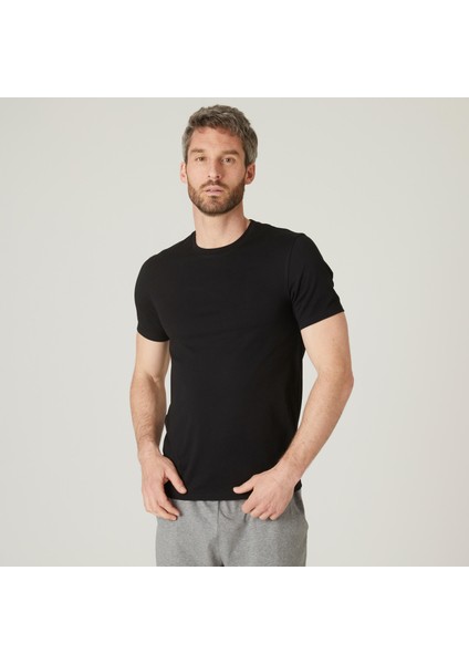 DOMYOS Erkek Siyah Slim Spor Tişörtü 500 - Fitness modelleri
