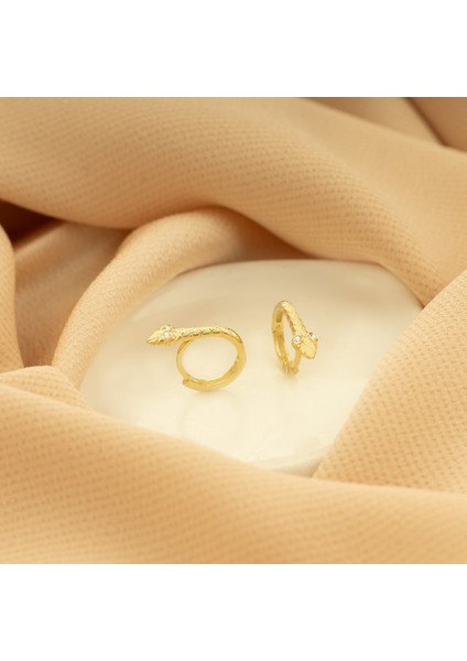 Yılan Desenli Küpe 925 Ayar Gold Kaplama Kadın Gümüş Küpe fiyatları
