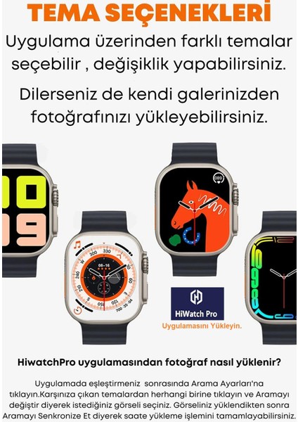 Zhltech Watch 8 T800 Ultra Bluetoothlu Arama Özellikli Akıllı Saat Tüm Telefonlarla Uyumlu Türkçe Menü