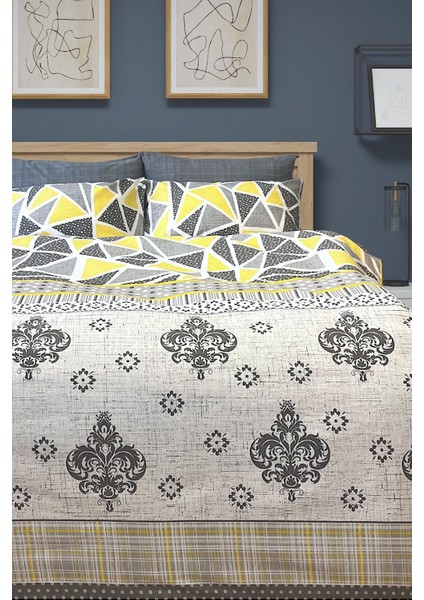 Çift Kişilik Ranforce Nevresim Takımı Lastikli Çarşaflı Modern