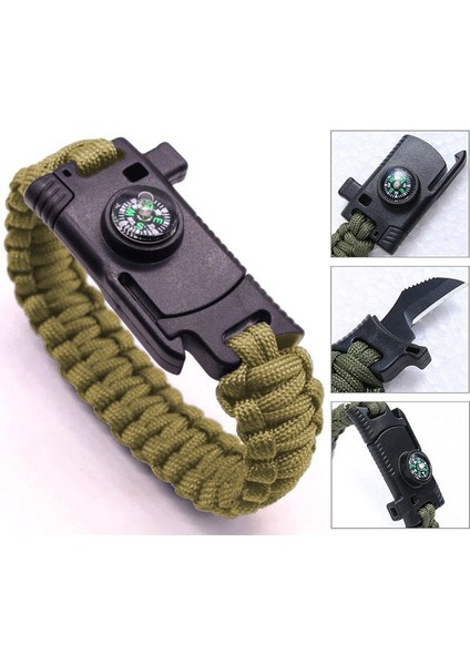 9595 Pusulalı & Bıçaklı Paracord Bileklik Kum