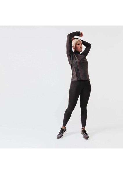 KALENJI Kadın Uzun Kollu Koşu Tişörtü - Siyah - DRY+