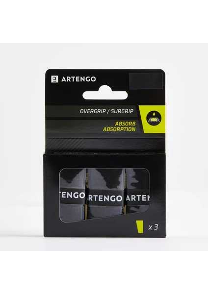 ARTENGO Tenis Overgrip - Siyah - 3 Adet - ABSORB