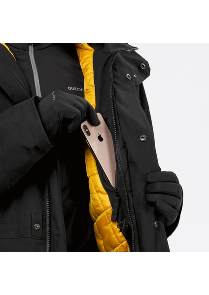 Quechua Erkek Su Geçirmez Outdoor Parka - Beyaz - SH500 Ultra - Siyah -20°c