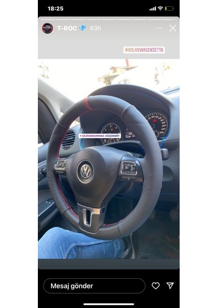 Volkswagen Passat-Cc-Transporter-Golf-Jetta-Polo 2011 Manuel Karbon Noktalı Desen Direksiyon Kılıfı