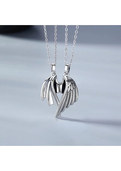 Melek Kanadı Mıknatıslı Çift Ikili Kolye Sevgili Kolyesi