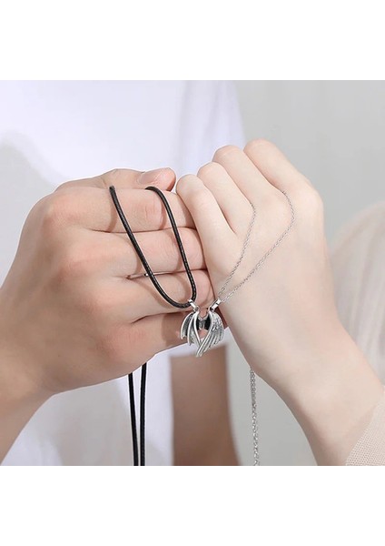 Melek Kanadı Mıknatıslı Çift Ikili Kolye Sevgili Kolyesi modelleri