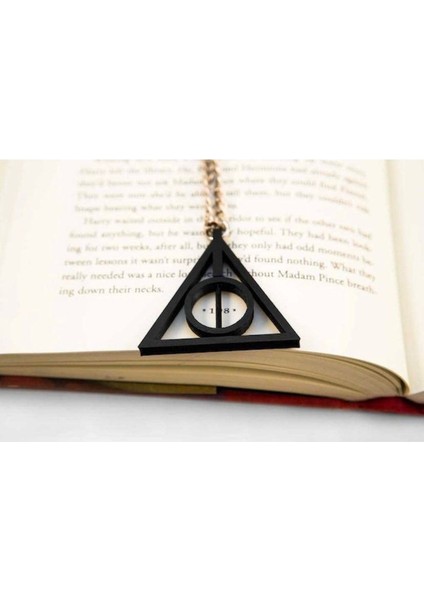Harry Potter Ölüm Yadıgarları Üçgen Ortası Dönen Siyah Çelik Kolye indirimleri