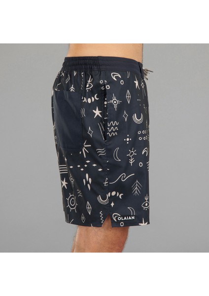 OLAIAN Erkek Uzun Boardshort - Siyah - 100