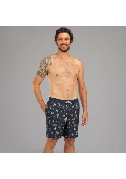 OLAIAN Erkek Uzun Boardshort - Siyah - 100