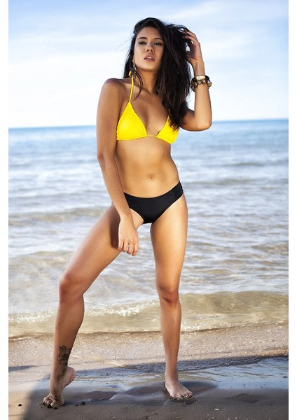Sarı Üçgen Bikini Üstü