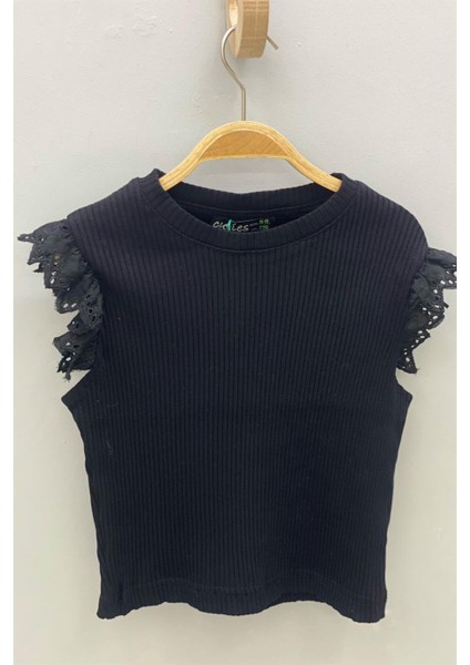 Mojo Kız Çocuk Kolları Fistolu Kaşkorse Body 3817 Siyah