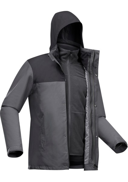 Forclaz Erkek 3'Ü 1 Arada Outdoor Trekking Montu - Gri - Travel 100 - 0°C fırsatları