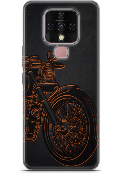 Tecno Camon 16 Uyumlu Kılıf Ekol 03 Harley Davidson Arka Kapak Turuncu