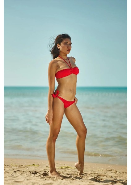 Kırmızı Straplez Dar Kalıp Bikini Üstü indirimleri