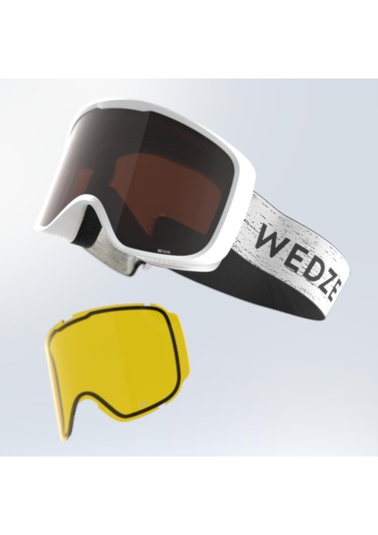 Wedze Yetişkin / Çocuk Kayak / Snowboard Maskesi - Beyaz - G 100 I