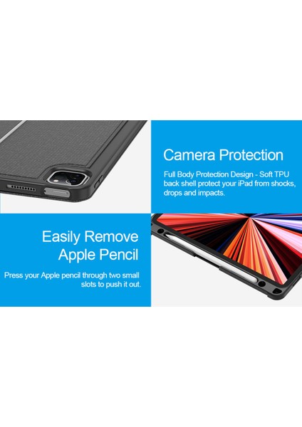 iPad Pro 12.9 (2020) Uyumlu Manyetikli Standlı Mag Touchpad Çıkartılabilir Klavyeli Kılıf