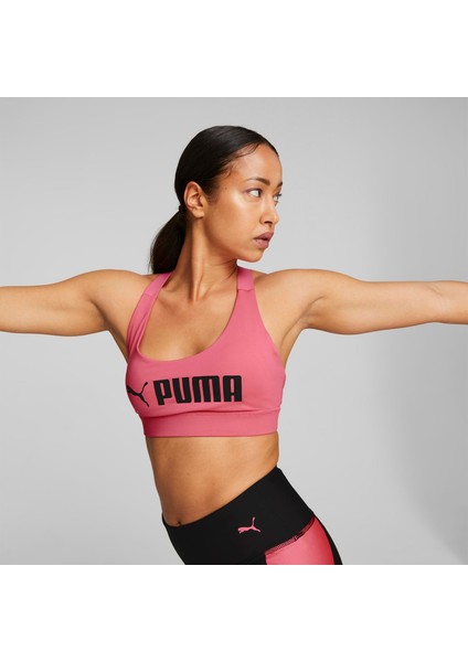 Kadın Sunset Pink Puma Mid Impact Fit Bra Pembe Kadın Spor Sütyeni/bra