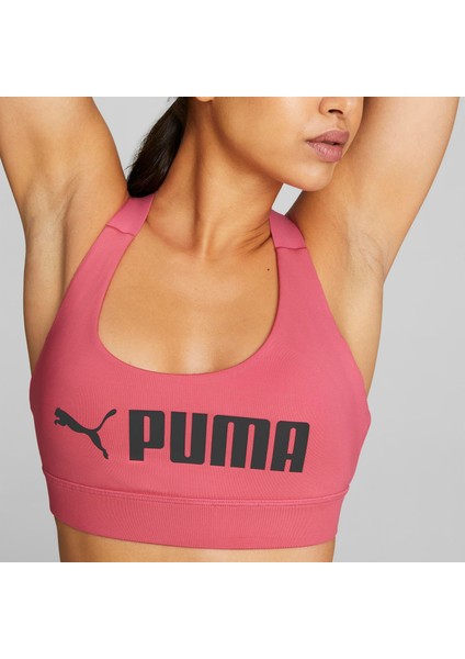 Kadın Sunset Pink Puma Mid Impact Fit Bra Pembe Kadın Spor Sütyeni/bra