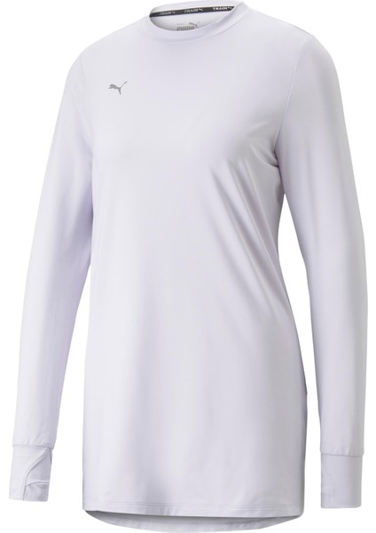 Kadın Puma Black Puma Modest Activewear Long Sleeve Mor Kadın Koşu ve Performans T-Shirt