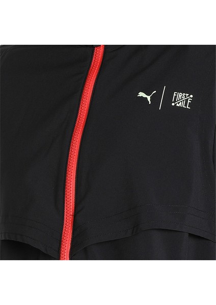 Kadın Puma Black Puma First Mile Woven Jacket W Siyah Kadın Fermuarlı Spor Ceketi