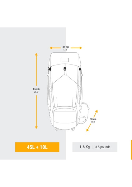 Forclaz Kadın Trekking Sırt Çantası - 45+10L - Mt500 Air modelleri