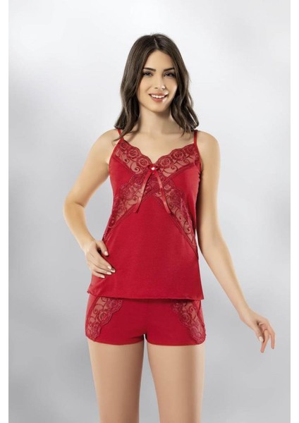 Kadın Fantazi Modelli Dantelli Şortlu Gecelik Takım