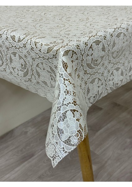 Hasır Lüks Pvc Silinebilir Muşamba Masa Örtüsü Krem