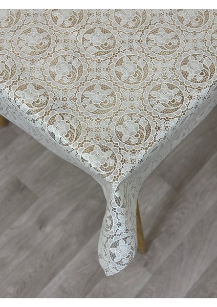 Hasır Lüks Pvc Silinebilir Muşamba Masa Örtüsü Krem fiyatları