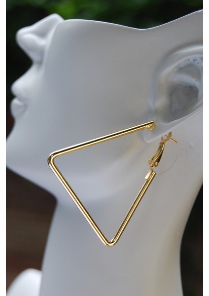 Altın Renk Boru Üçgen Klipsli Küpe 2mm Y4CM / G4CM