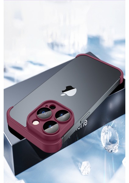 Apple iPhone 14 Pro Max ile Uyumlu Kılıf 2 Parçalı Alt Üst Kamera Lens Korumalı Sert Silikon Kapak - Mürdüm