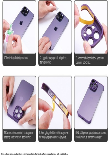 Apple iPhone 14 Pro Max ile Uyumlu Kılıf 2 Parçalı Alt Üst Kamera Lens Korumalı Sert Silikon Kapak - Mürdüm