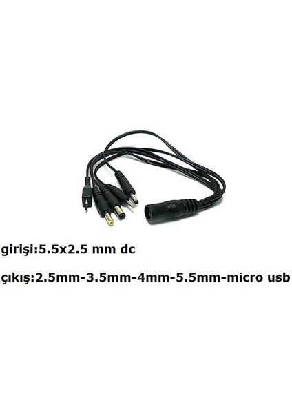 5.5x2.5 mm Dişi To 5'li Adaptör Dc Uç Çevirici