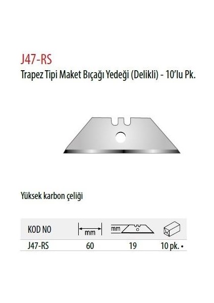 Ceta Form Baklava Tipi Delikli Maket Bıçağı Yedeği 10 Lu Paket