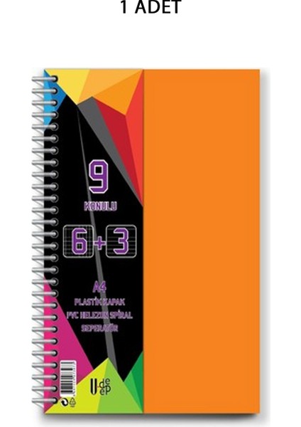 Spiralli Pp Kapak 6+2+1 225 Yaprak 9 Ayraçlı Defter