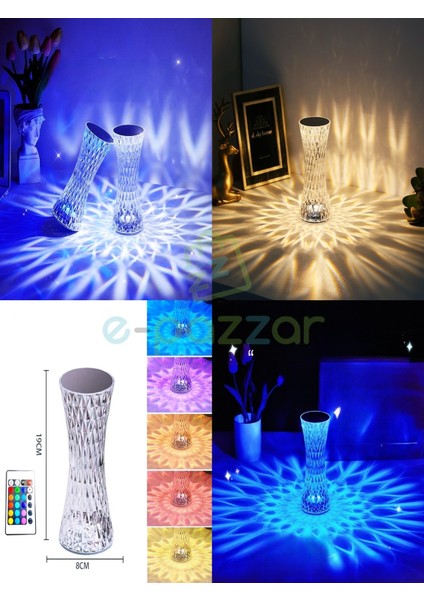 16 Renk 4 Mod Diamond Aydınlatma Masa Lambası Dekoratif Vazo Model Dokunmatik&kumandalı USB Şarjlı modelleri
